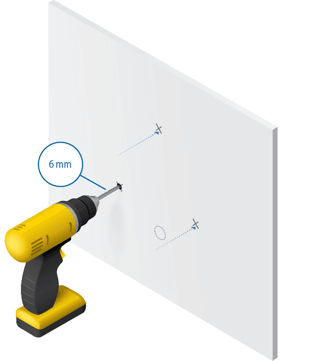 Boormachine boort gaten van 6 millimeter voor de montageplaat van een UniFi access point