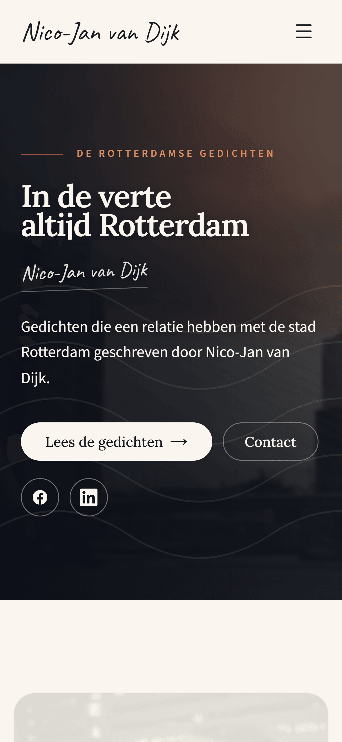 The website of poet Nico-Jan van Dijk, shown on a phone screen